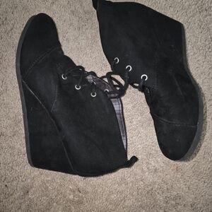 Black Suede Women's Wedge Ankle Boots